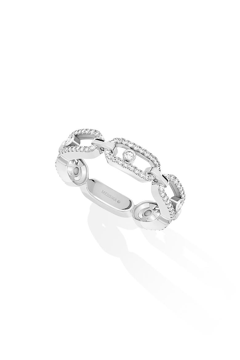 Move Uno Diamond Link Ring, Main, color, WHITE GOLD