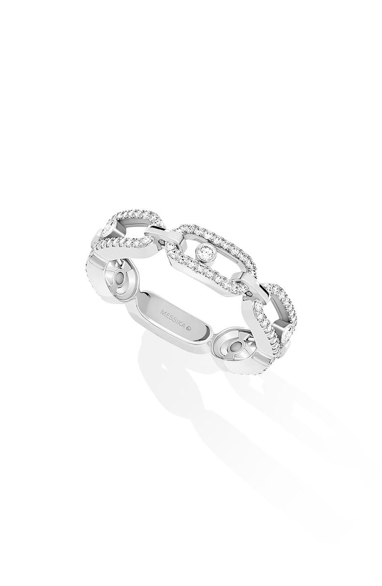 Messika Move Uno Diamond Link Ring, Main, color, White Gold