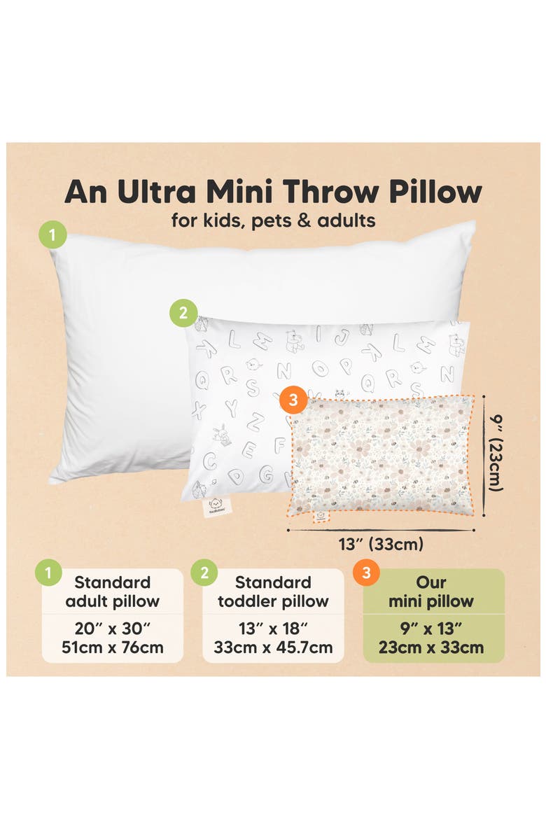 Mini Toddler Pillow With Pillowcase, Alternate, color, Flora Vale