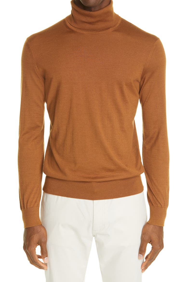 Cashseta Light Cashmere & Silk Turtleneck Sweater, Main, color, VICUNA