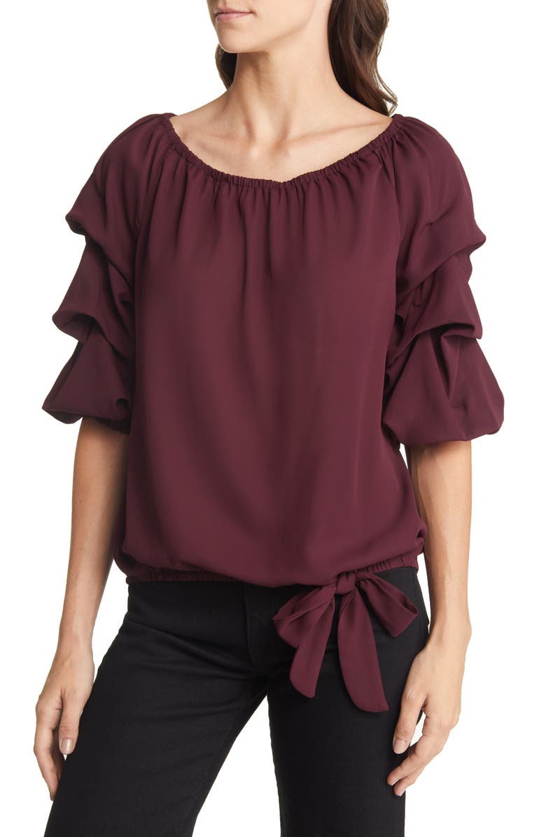 Vince Camuto Tie Waist Off the Shoulder Blouse, Main, color, 