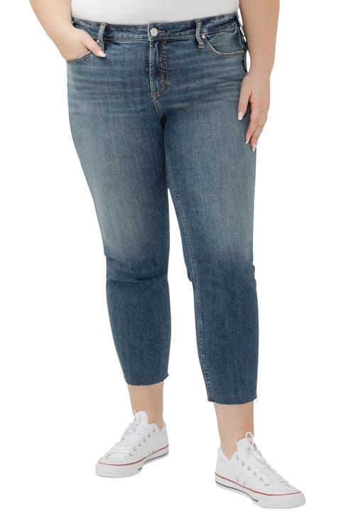 Elyse Curvy Raw Hem Capri Jeans (Serenade) (Plus)