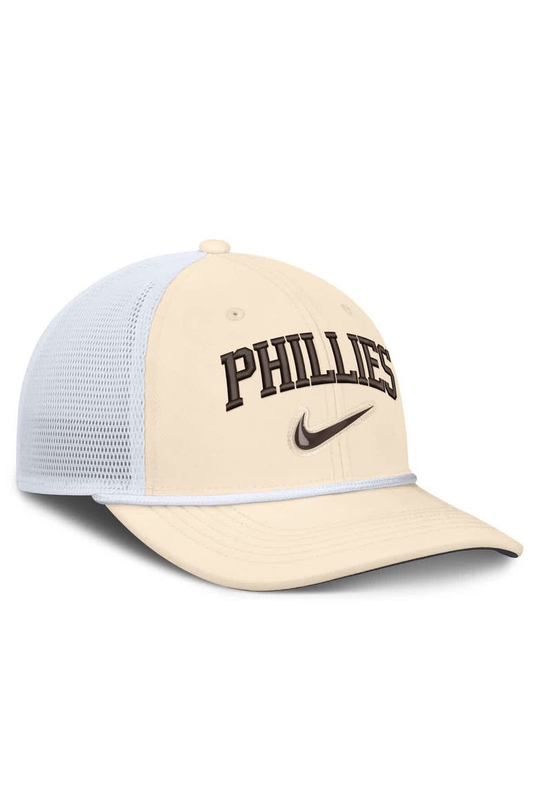 Men's Nike Natural/White Philadelphia Phillies Rise Dri-FIT Trucker Adjustable Hat​, Alternate, color, Natural