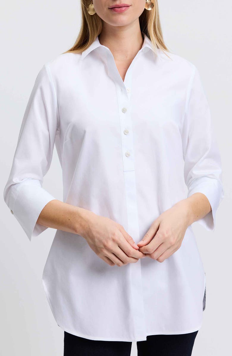 Foxcroft Madison Popover Cotton Oxford Shirt, Main, color, White
