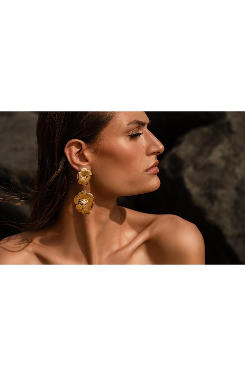 CHRISTINA CARUSO Double Poppy Drop Earrings, Alternate, color, 14K Gold