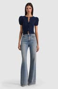 ALICE + OLIVIA Sabine Pointelle Puff Sleeve Cardigan