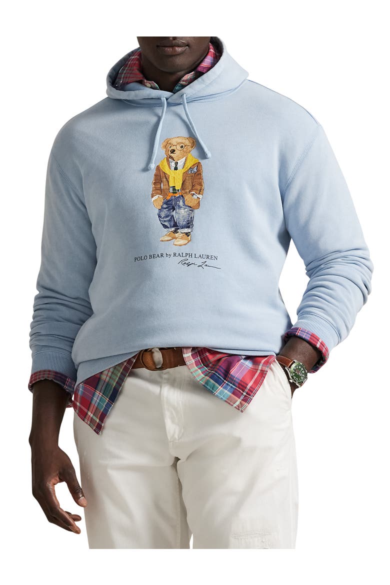 Big & Tall Bear Fleece Pullover Hoodie, Main, color, BLUE