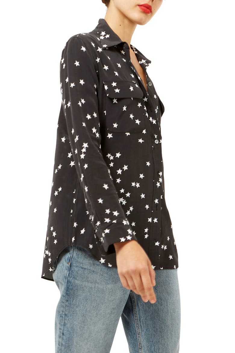 'Starry Night' Silk Shirt, Alternate, color, BLACK