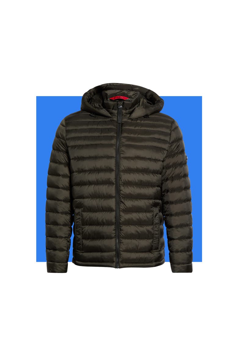 Verizon Water Resistant Hooded Packable Jacket, Main, color, OLIVE