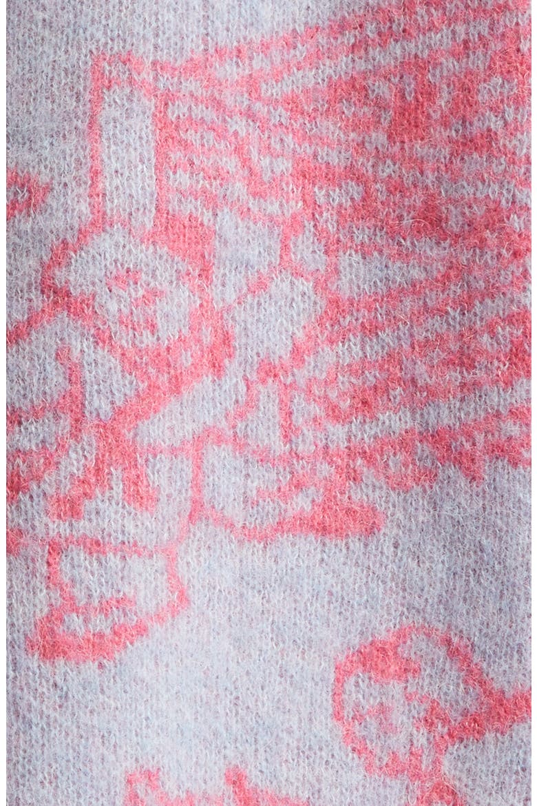 Fuzzy Laza Alpaca & Wool Blend Cardigan, Alternate, color, SKY/ PINK
