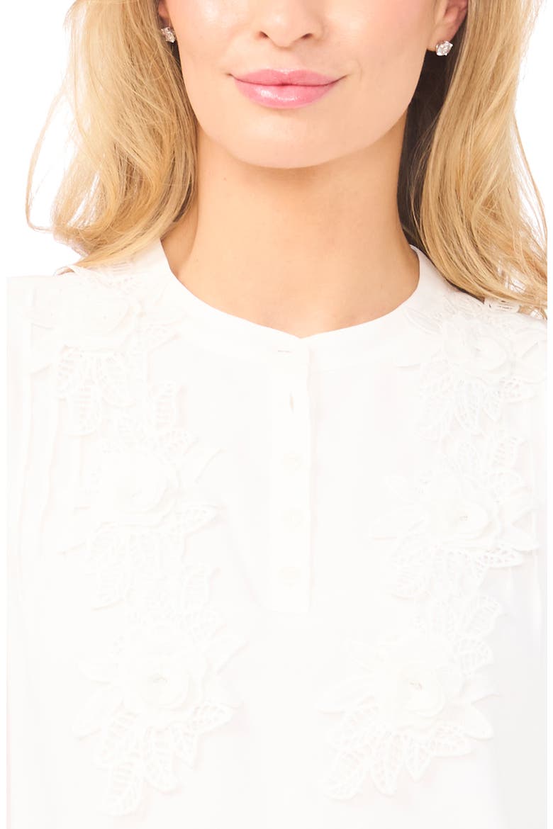 Floral Appliqué Pintuck Pleat Top, Alternate, color, NEW IVORY