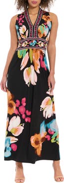 London Times V-Neck Maxi Dress