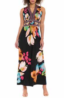London Times V-Neck Maxi Dress
