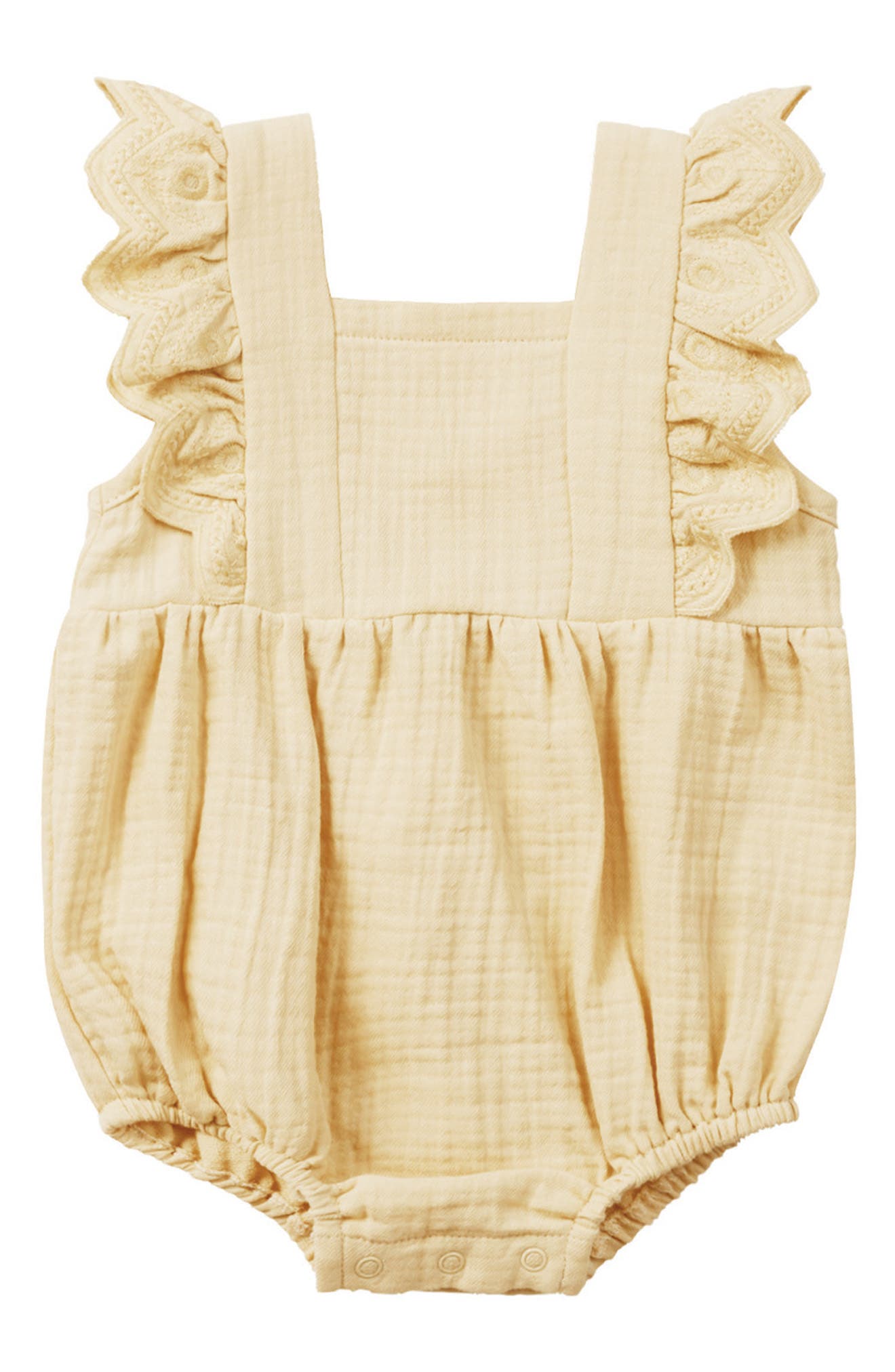 Rylee + Cru Naomi Ruffled Organic Cotton Bubble Romper
