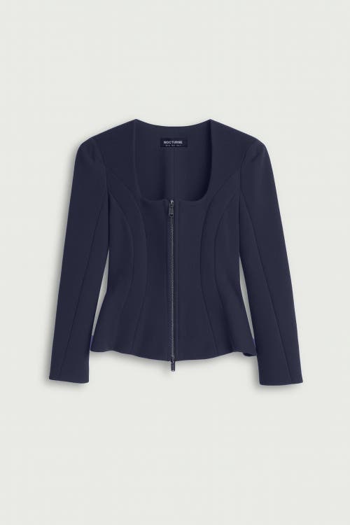 Nocturne Zip-front Structured Top In Blue