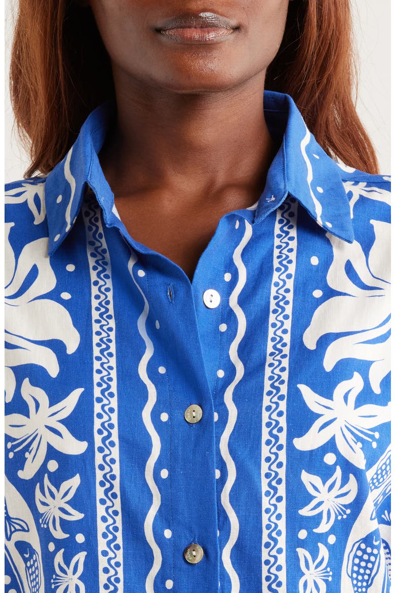 Ocean Oversize Linen Blend Cover-Up Button-Up Shirt, Alternate, color, BLUE