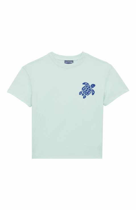 Kids' Embroidered Turtle Cotton T-Shirt