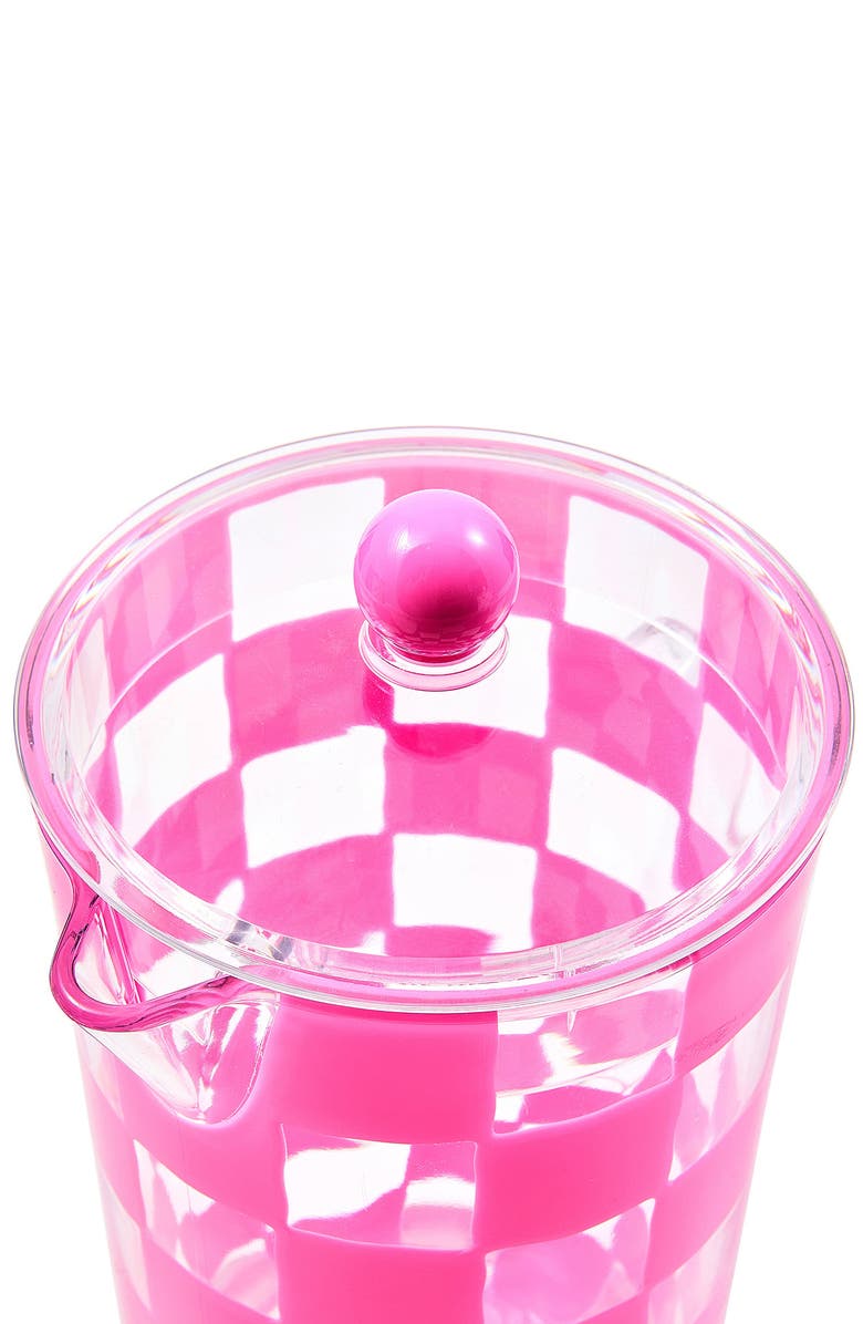 MACKENZIE CHILDS Set of 4 Pink Check Acrylic Pitcher, Alternate, color, Pink