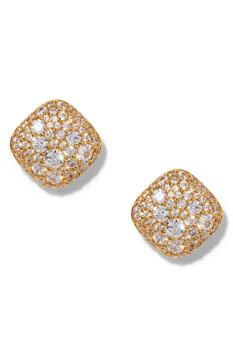 Nadri Pavé Cushion Stud Earrings, Alternate, color, Gold