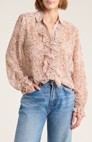 Melrose and Market Ruffle Chiffon Button-Up Shirt