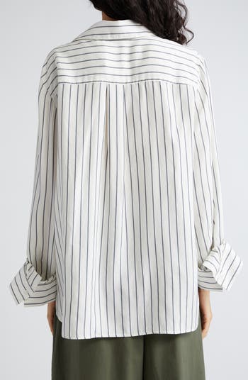 New Morning After Stripe Silk Button-Up Shirt