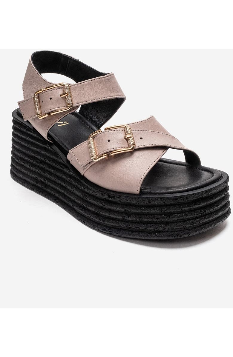 Forever & Always Shoes Mirette Leather Platform Sandal, Alternate, color, Off-White