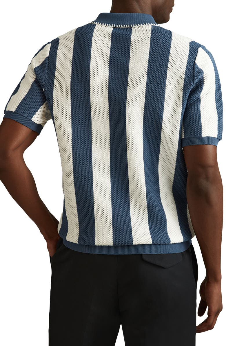 Reiss Paros Half Zip Polo, Alternate, color, Air Force Blue/ Ecru