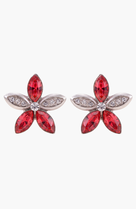Elegant Crystal Flower Stud Earrings
