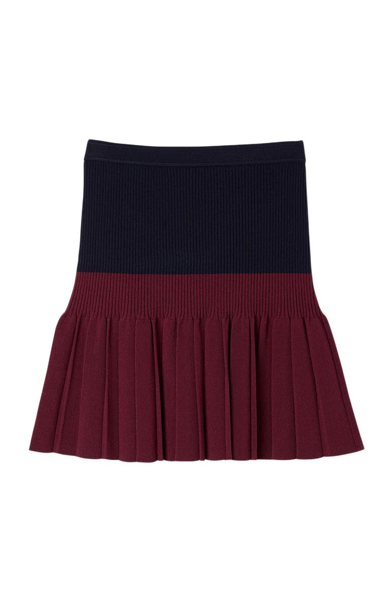 SANDRO Short two-tone pleated skirt, Alternate, color, Navy Blue