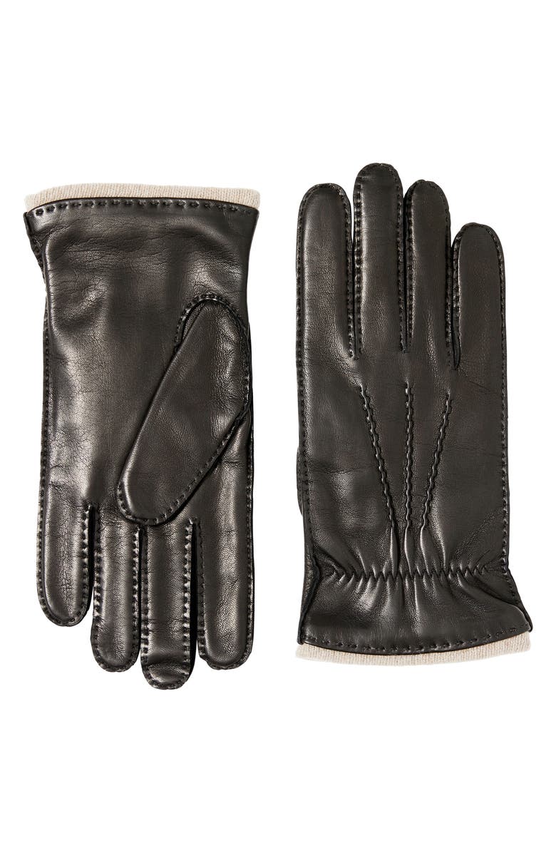 Bruno Magli Cashmere Lined Leather Gloves, Main, color, 