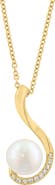 EFFY 14K Yellow Gold Cultured Freshwater Pearl & Diamond Pendant Necklace