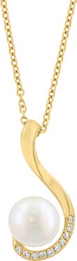 EFFY 14K Yellow Gold Cultured Freshwater Pearl & Diamond Pendant Necklace