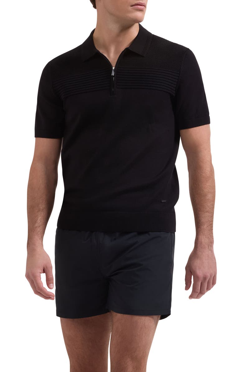 Bugatchi Cruz Print Swim Trunks, Main, color, Black