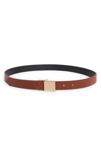 Linea Pelle Square Plaque Buckle Reversible Faux Leather Belt