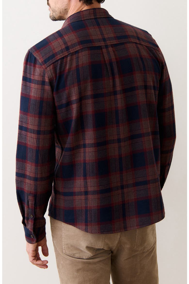 Tahoe Plaid Flannel Button-Up Shirt, Alternate, color, NAVY/ BURGUNDY PLAID