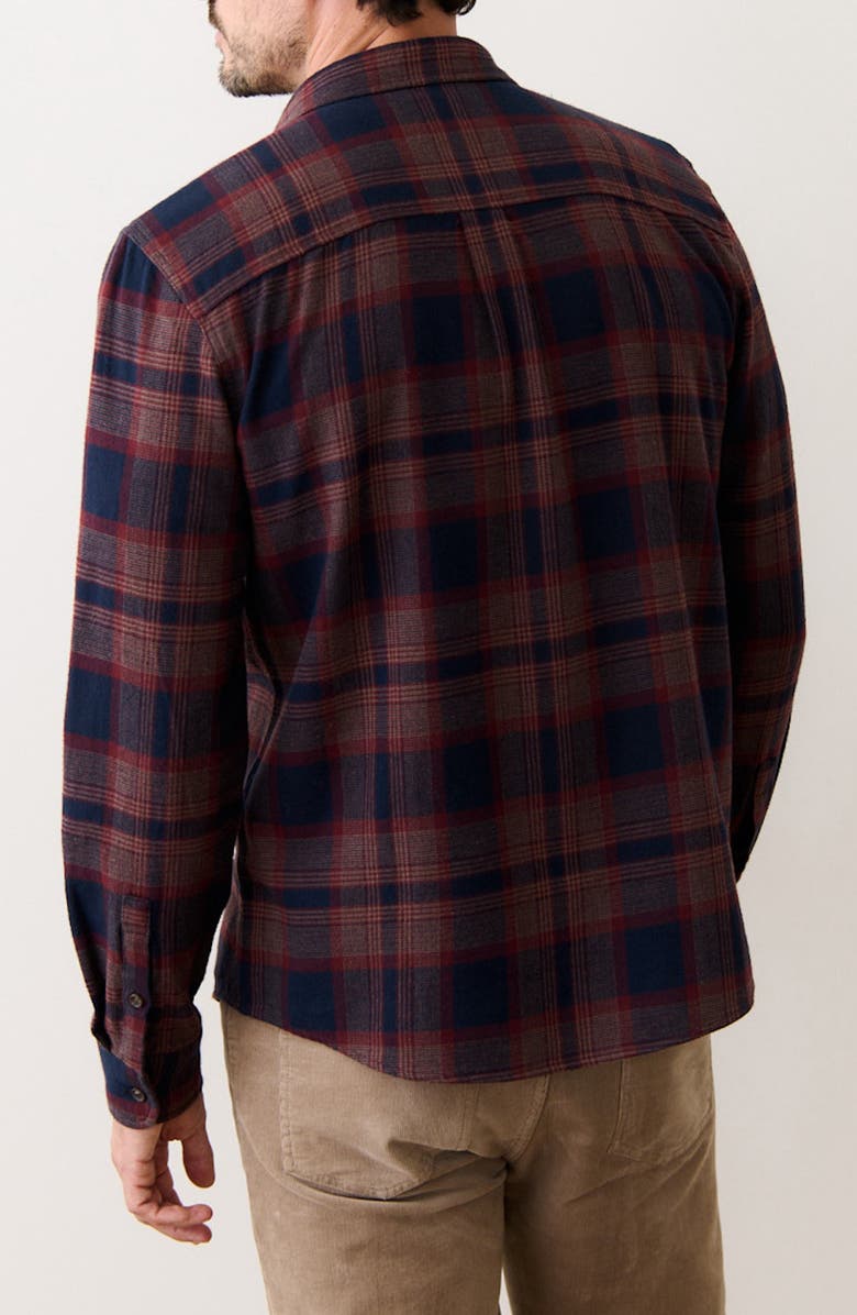 Marine Layer Tahoe Plaid Flannel Button-Up Shirt, Alternate, color, Navy/ Burgundy Plaid