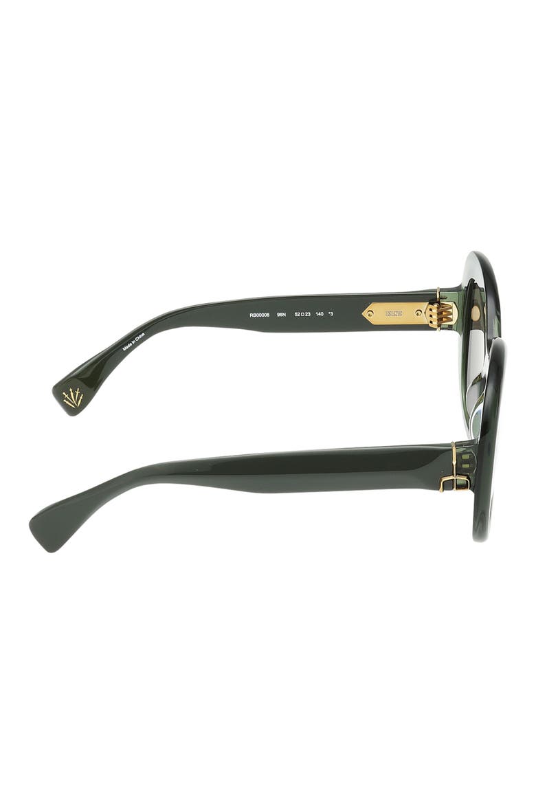 52mm Round Sunglasses, Alternate, color, CRYSTAL OLIVE / GREEN LENSES