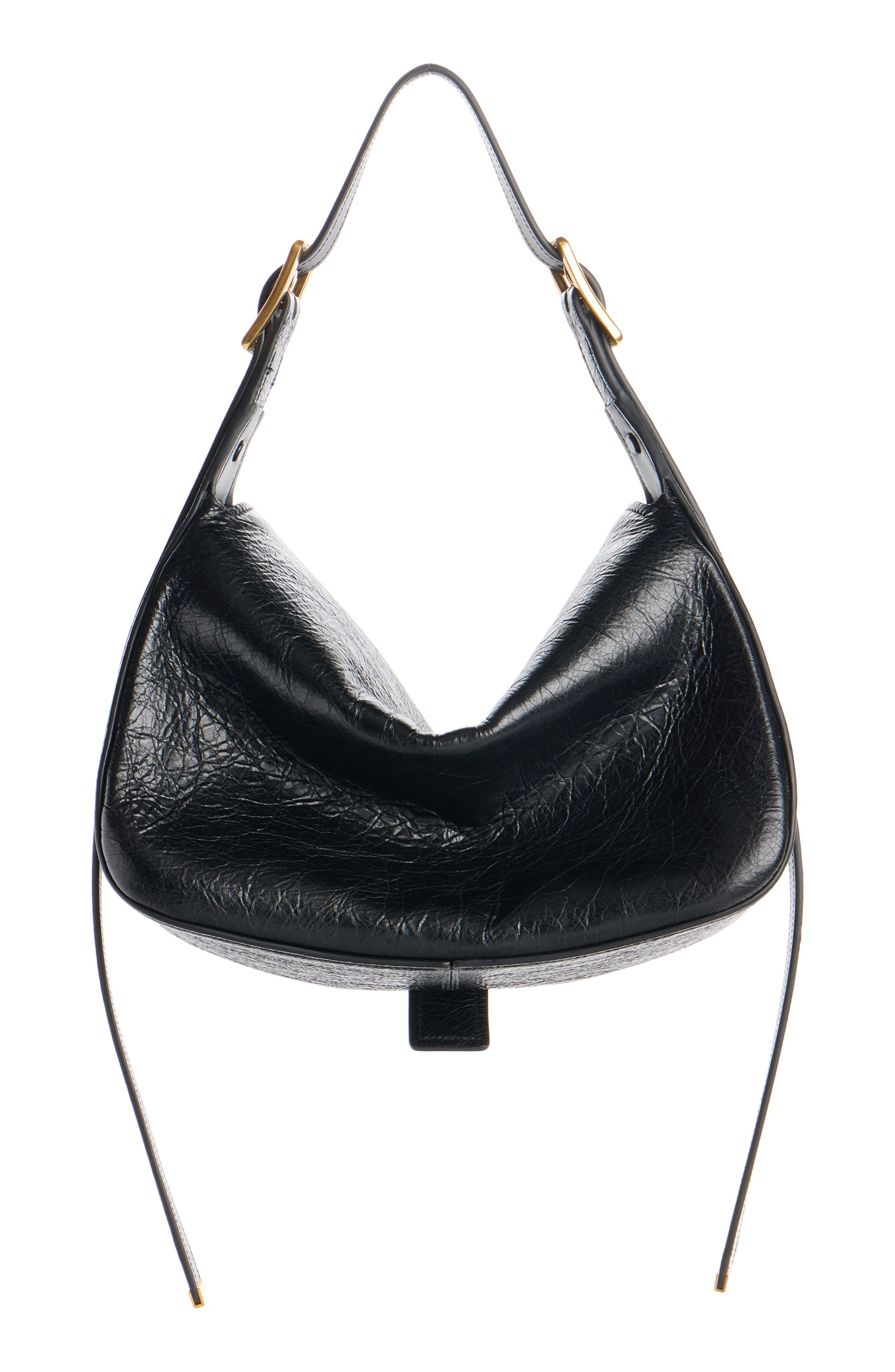 Balenciaga Medium Clicca Arena Leather Shoulder Bag, Alternate, color, 1000 Black