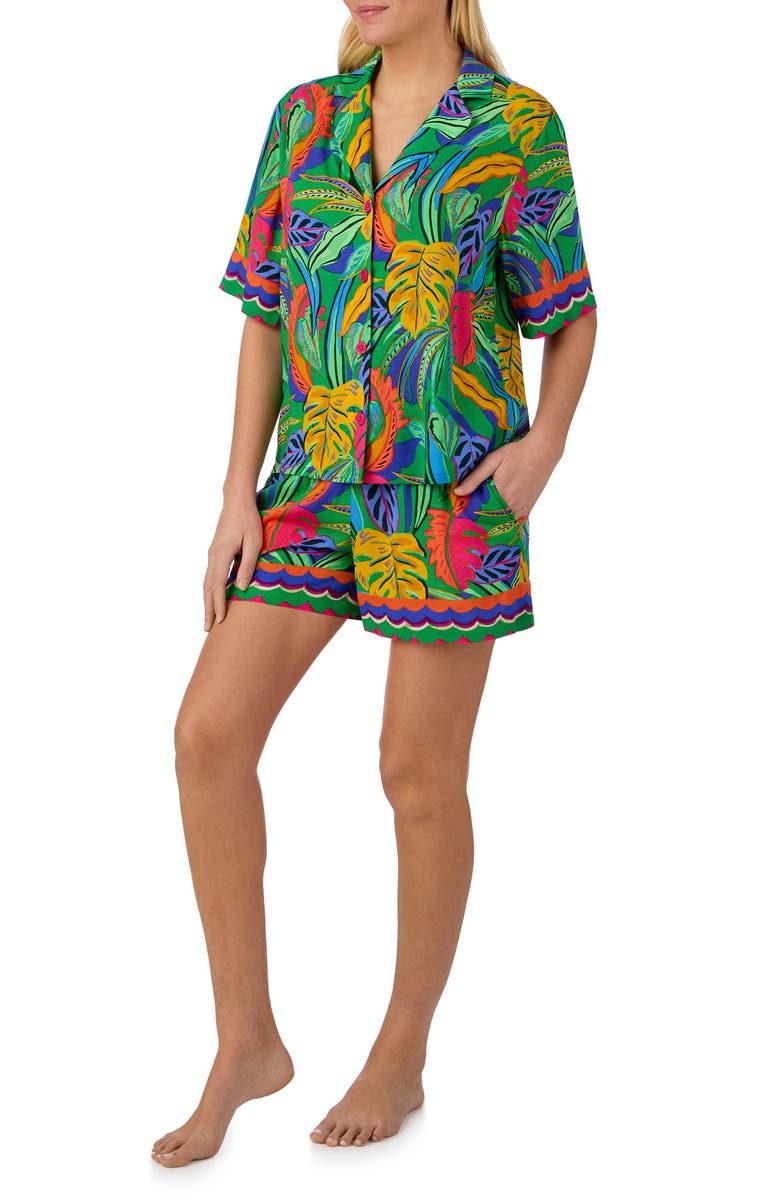 Room Service Pjs Print Short Pajamas, Alternate, color, Green Multi