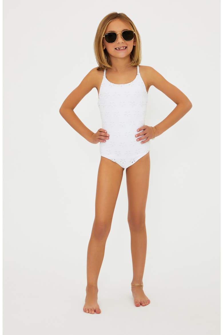 Kids' Little Julia One-Piece Swimsuit, Main, color, WHITE MAGNOLIA