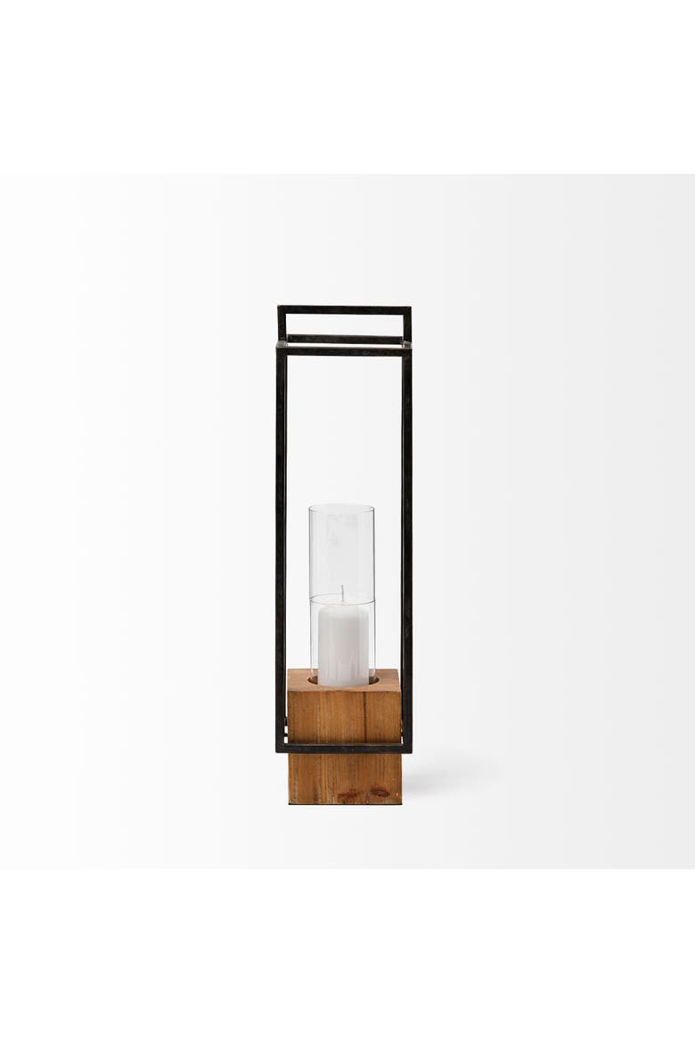 Orionis Large Wood w/ Metal Lantern Candle Holder, Alternate, color, Black
