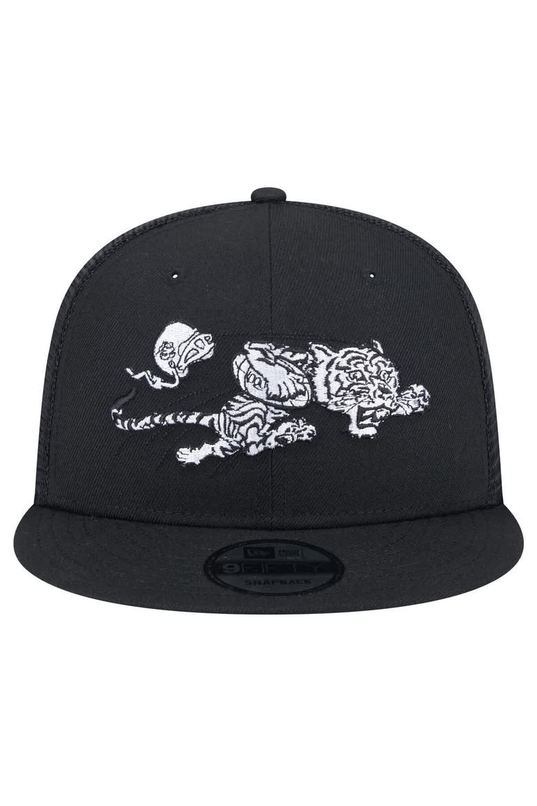 Men's New Era Black Cincinnati Bengals Main Trucker 9FIFTY Snapback Hat, Alternate, color, Black