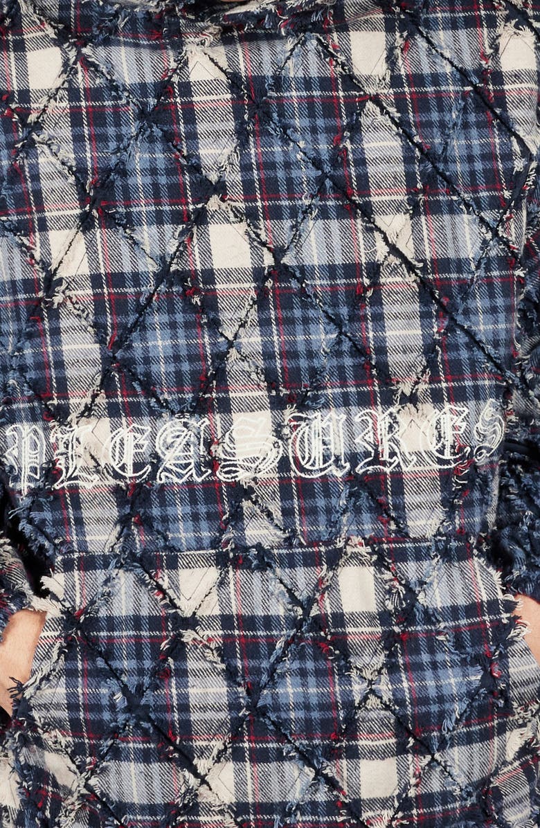 PLEASURES Mystic Flannel Poncho Hoodie, Alternate, color, Navy