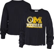 '47 Women's '47 Navy Michigan Wolverines Bottom Line Parkway Long Sleeve High Waist T-Shirt