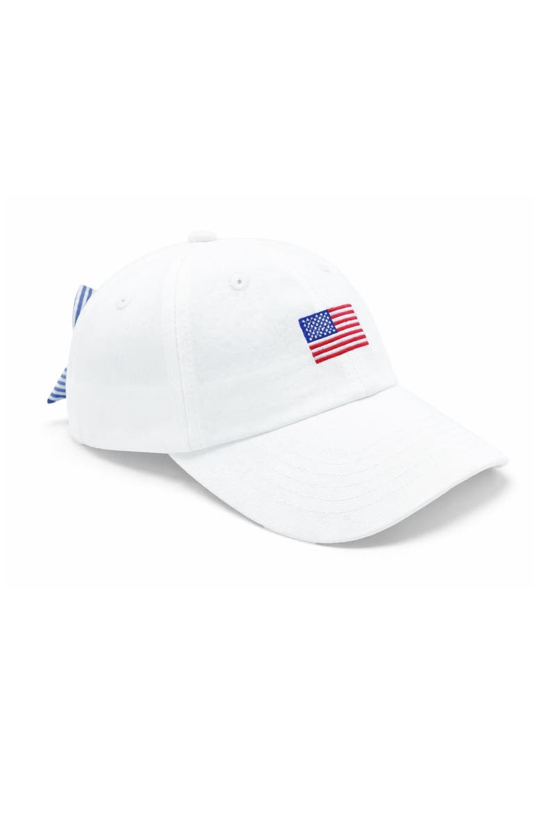 American Flag Bow Baseball Hat, Main, color, White