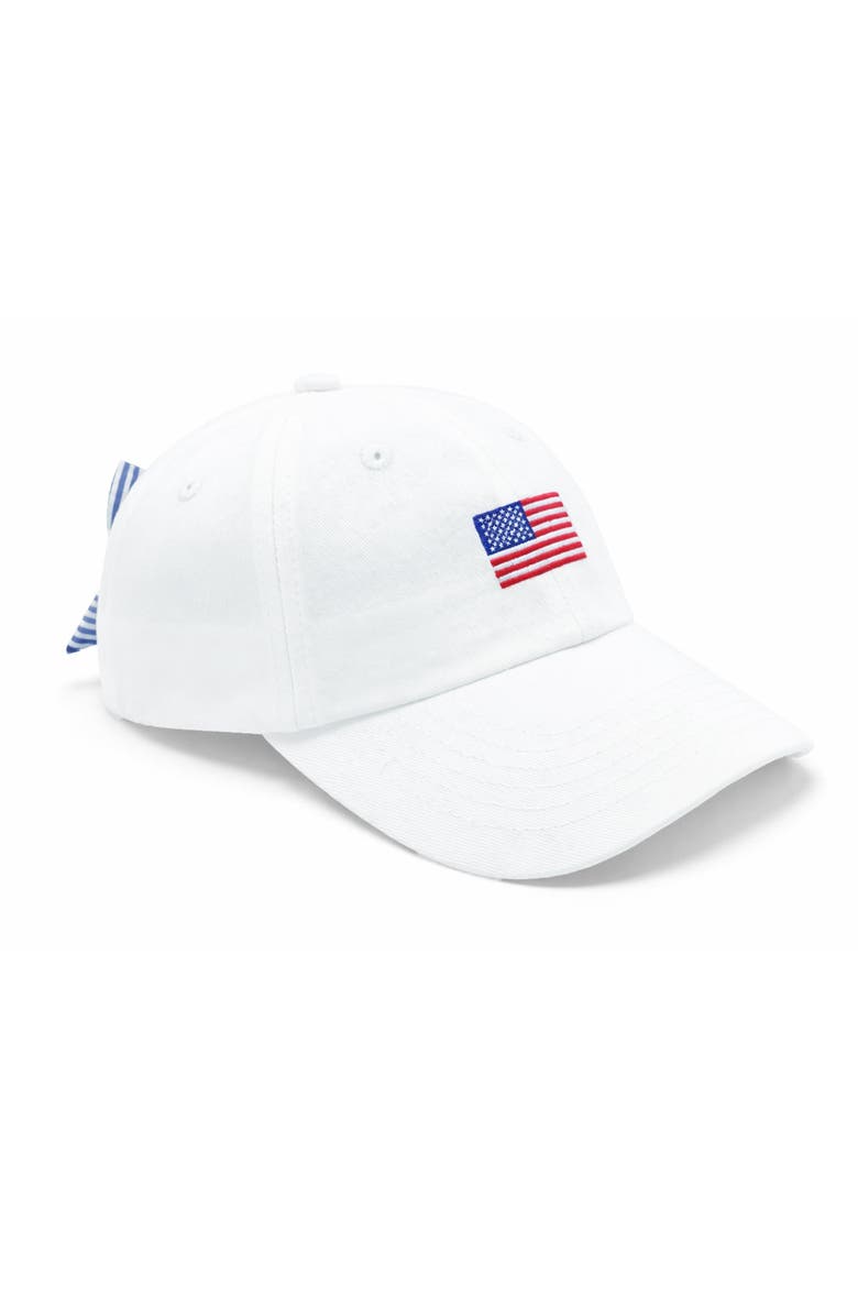 Bits & Bows American Flag Bow Baseball Hat, Main, color, White
