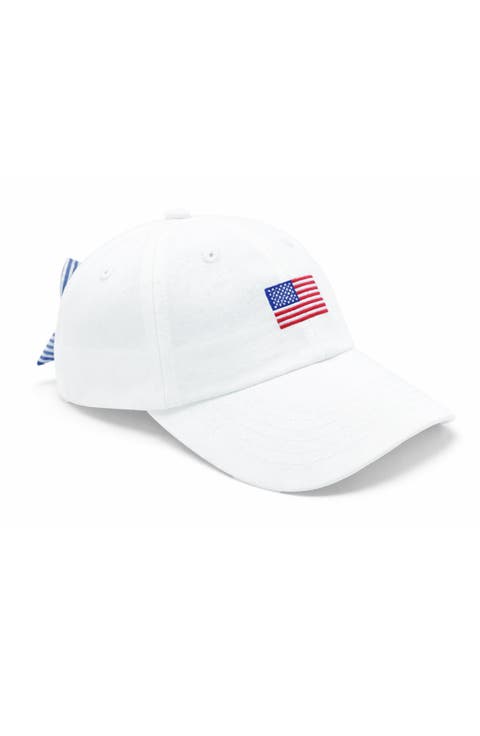 American Flag Bow Baseball Hat (Toddler, Little Kid, Big Kid)