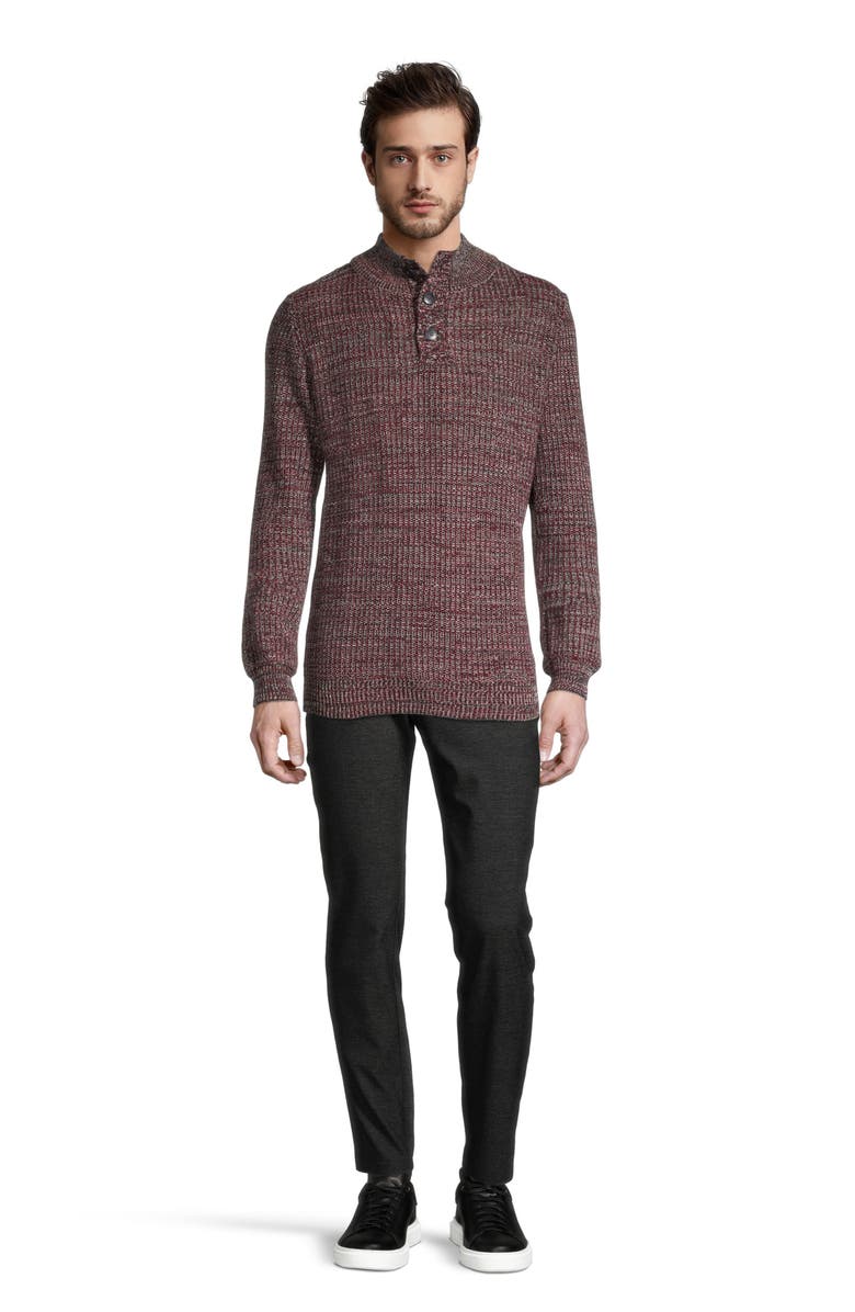 SOUL OF LONDON Button Half-Placket Melange Organic Cotton Knit Sweater, Alternate, color, 