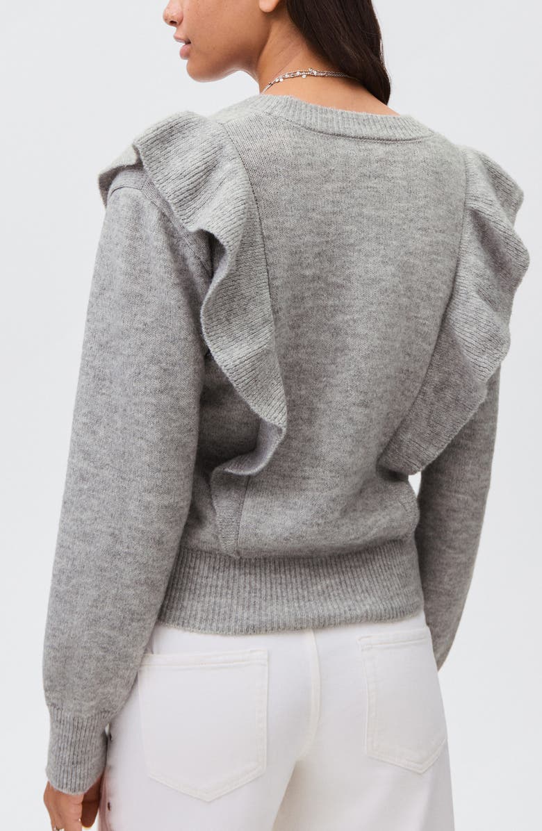 MANGO TEEN Ruffle Crop Sweater, Alternate, color, Medium Heather Grey