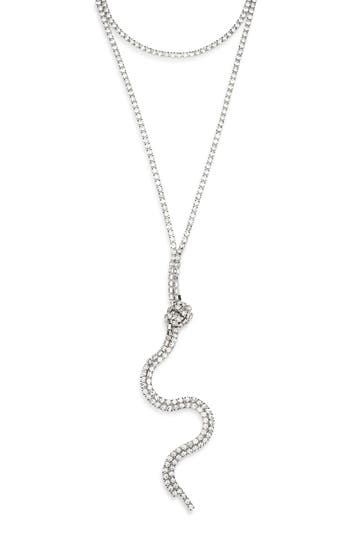 Nordstrom Rack Layered Crystal Y-drop Necklace In Silver